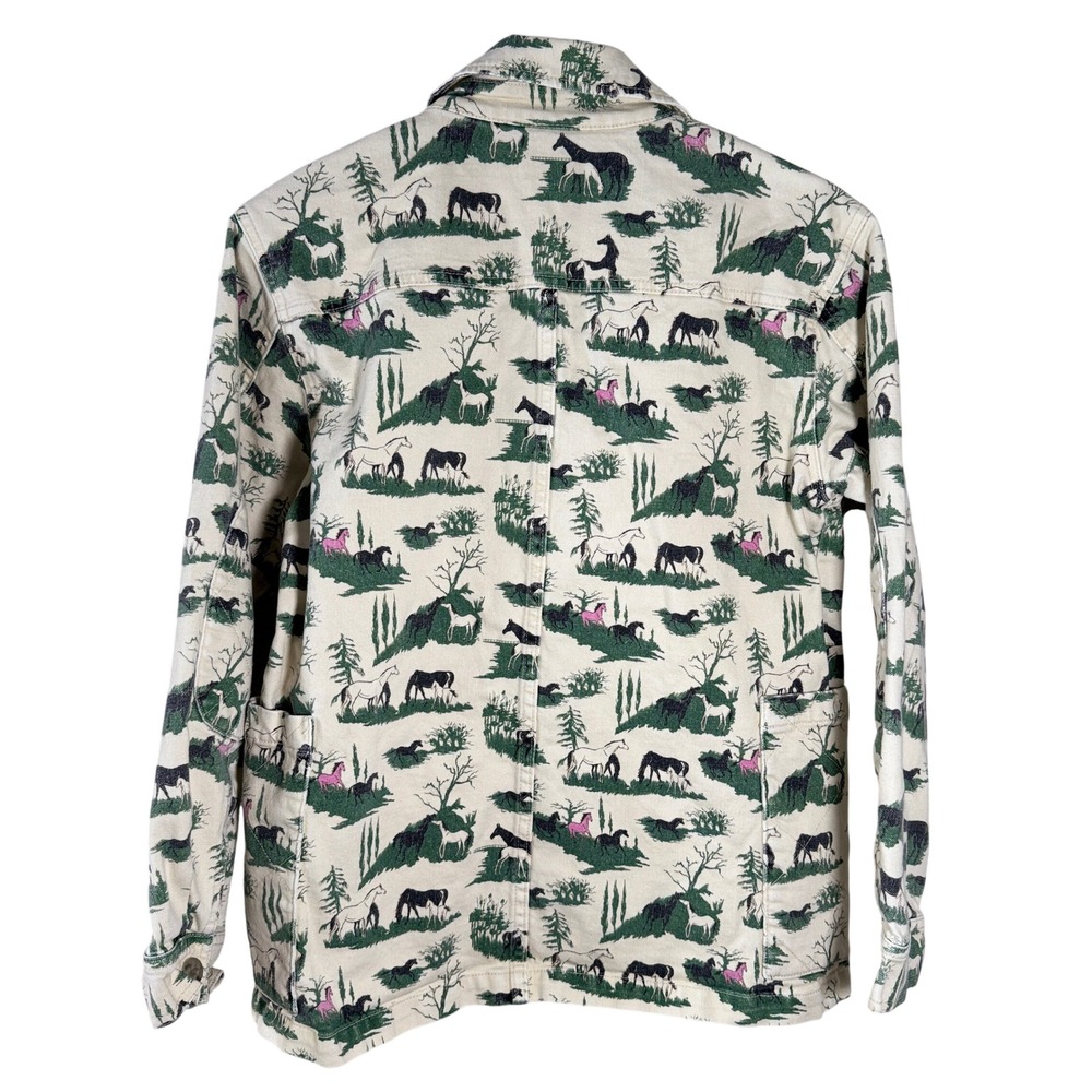 Rachel Antonoff Lizzie Denim Jean Jacket Horse Print Equestrian Size Small EUC - Picture 9 of 16